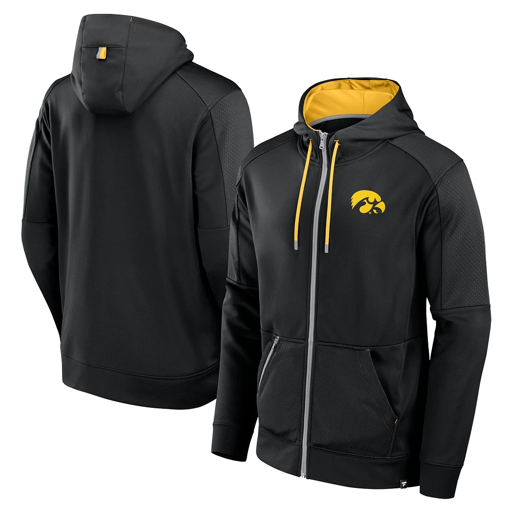 Sweat à capuche entièrement zippé Iowa Hawkeyes Defender pour homme de la marque Fanatics Black