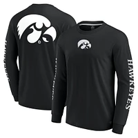 T-shirt à manches longues noir Iowa Hawkeyes pour hommes Fanatics Strive