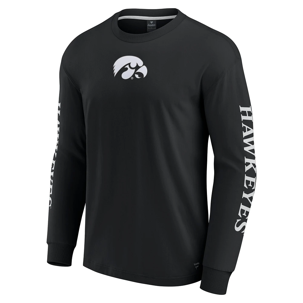 T-shirt à manches longues noir Iowa Hawkeyes pour hommes Fanatics Strive