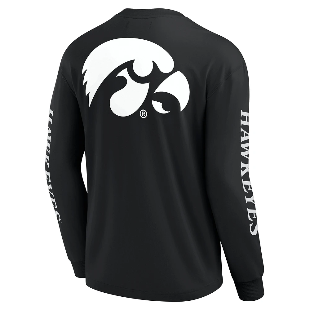 T-shirt à manches longues noir Iowa Hawkeyes pour hommes Fanatics Strive