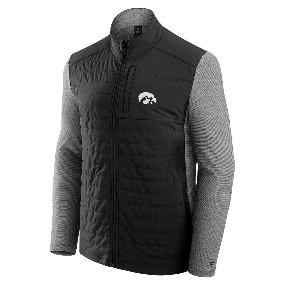 Men's Fanatics Black Iowa Hawkeyes Tonal Primary Logo Full-Zip Jacket