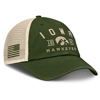 Men's Fanatics Olive Iowa Hawkeyes OHT Military Appreciation Frontier Trucker Adjustable Hat
