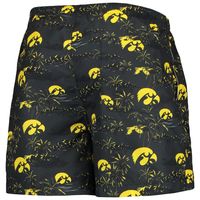 Men's FOCO Black Iowa Hawkeyes Island Palm Swim Trunks