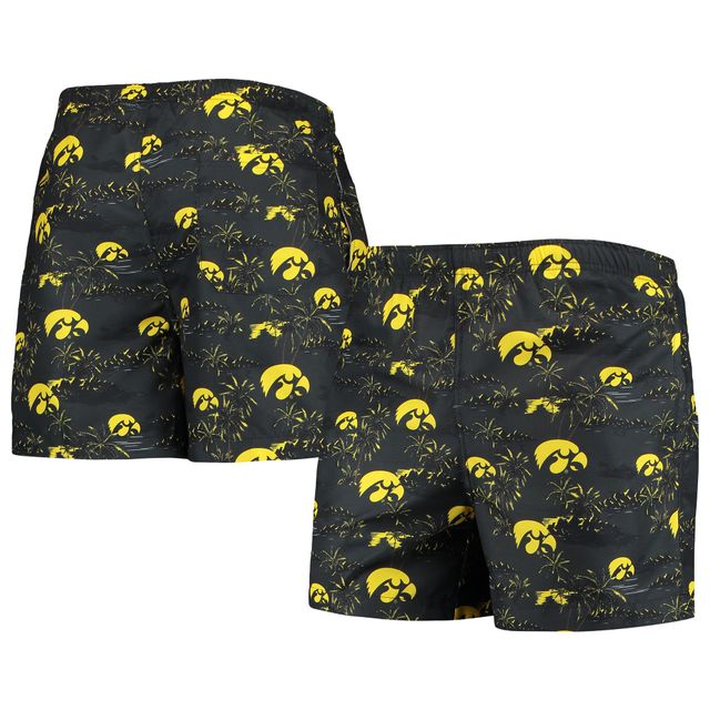 Maillot de bain noir FOCO Iowa Hawkeyes Island Palm pour hommes