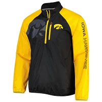 Men's G-III Sports by Carl Banks Black/Gold Iowa Hawkeyes Point Guard Raglan Half-Zip Jacket