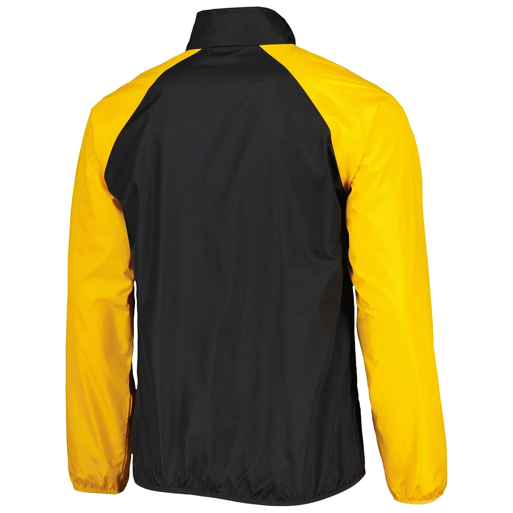 Men's G-III Sports by Carl Banks Black/Gold Iowa Hawkeyes Point Guard Raglan Half-Zip Jacket