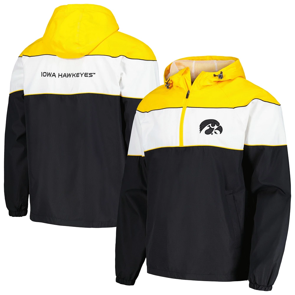 Men's G-III Sports by Carl Banks Black Iowa Hawkeyes Center Line Half-Zip Raglan Hoodie Jacket