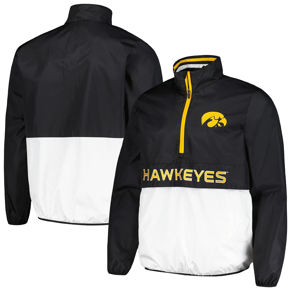 Men's G-III Sports by Carl Banks Black Iowa Hawkeyes Cornerman Half-Zip Top