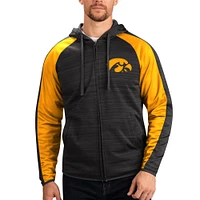 Sweat à capuche pour homme G-III Sports by Carl Banks Noir Iowa Hawkeyes Neutral Zone Raglan Full-Zip Track Jacket