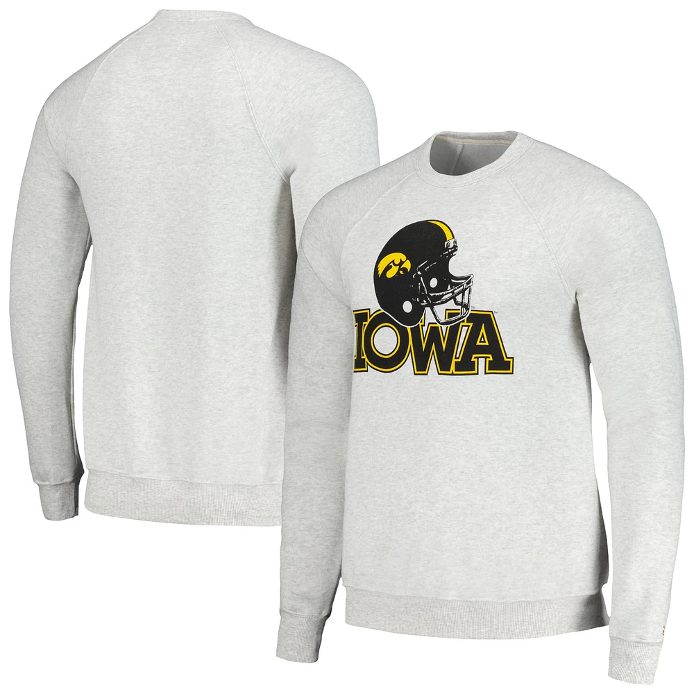 Men's Homefield Heather Gray Iowa Hawkeyes Tri-Blend Crewneck Pullover Sweatshirt