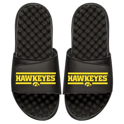 Iowa Hawkeyes ISlide Football Bar Logo Slide Sandals - Black