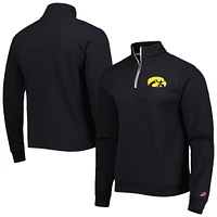 League Collegiate Wear pour homme Noir Iowa Hawkeyes Stack Essential Sweat léger en molleton à quart de zip