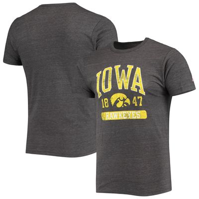 Men's League Collegiate Wear Heathered Black Iowa Hawkeyes Volume Up Victory Falls Tri-Blend T-Shirt