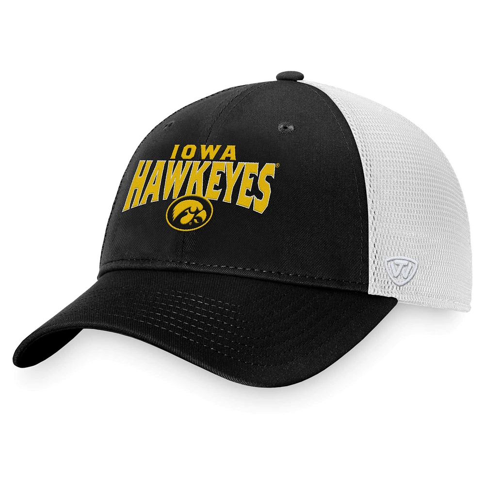 Casquette réglable Majestic Iowa Hawkeyes Breakout Trucker noire pour homme