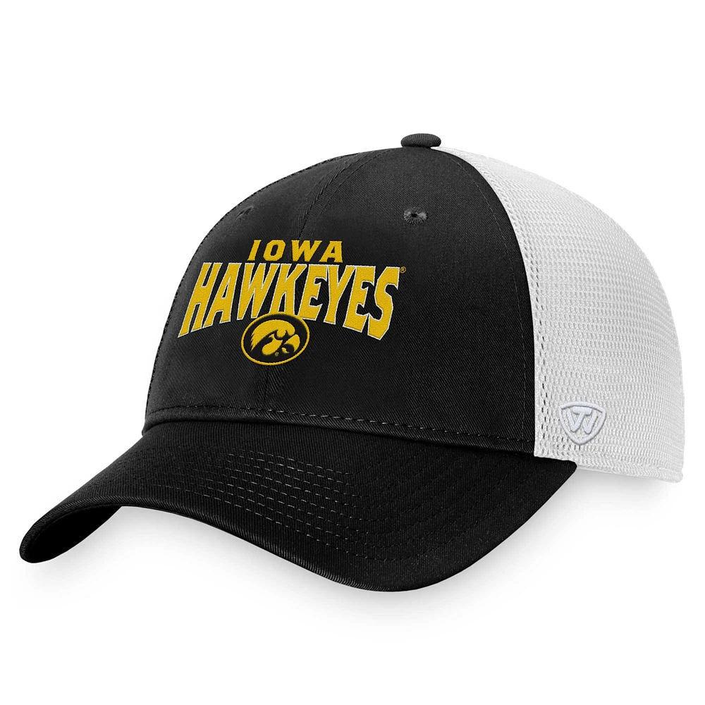 Casquette réglable Majestic Iowa Hawkeyes Breakout Trucker noire pour homme