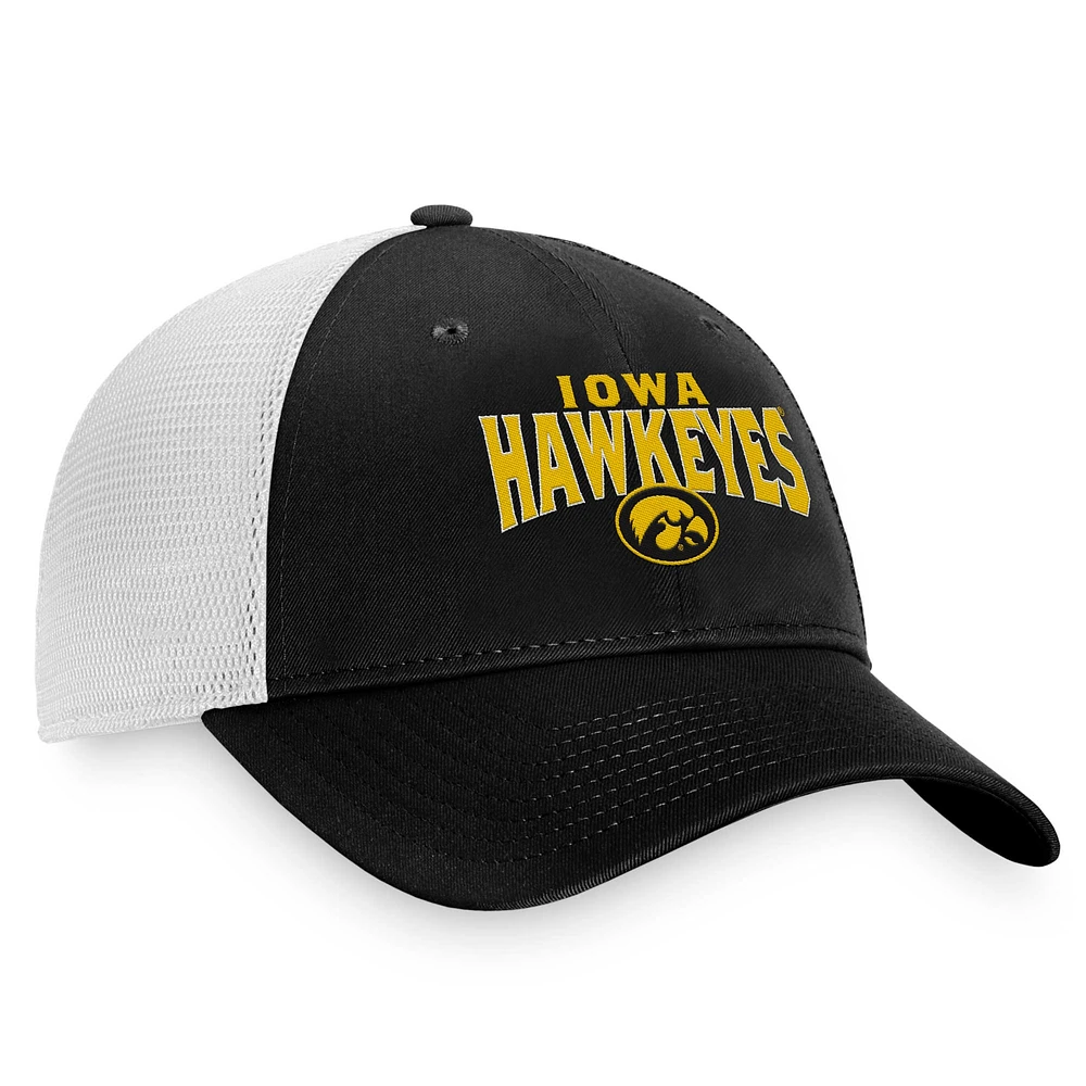 Casquette réglable Majestic Iowa Hawkeyes Breakout Trucker noire pour homme