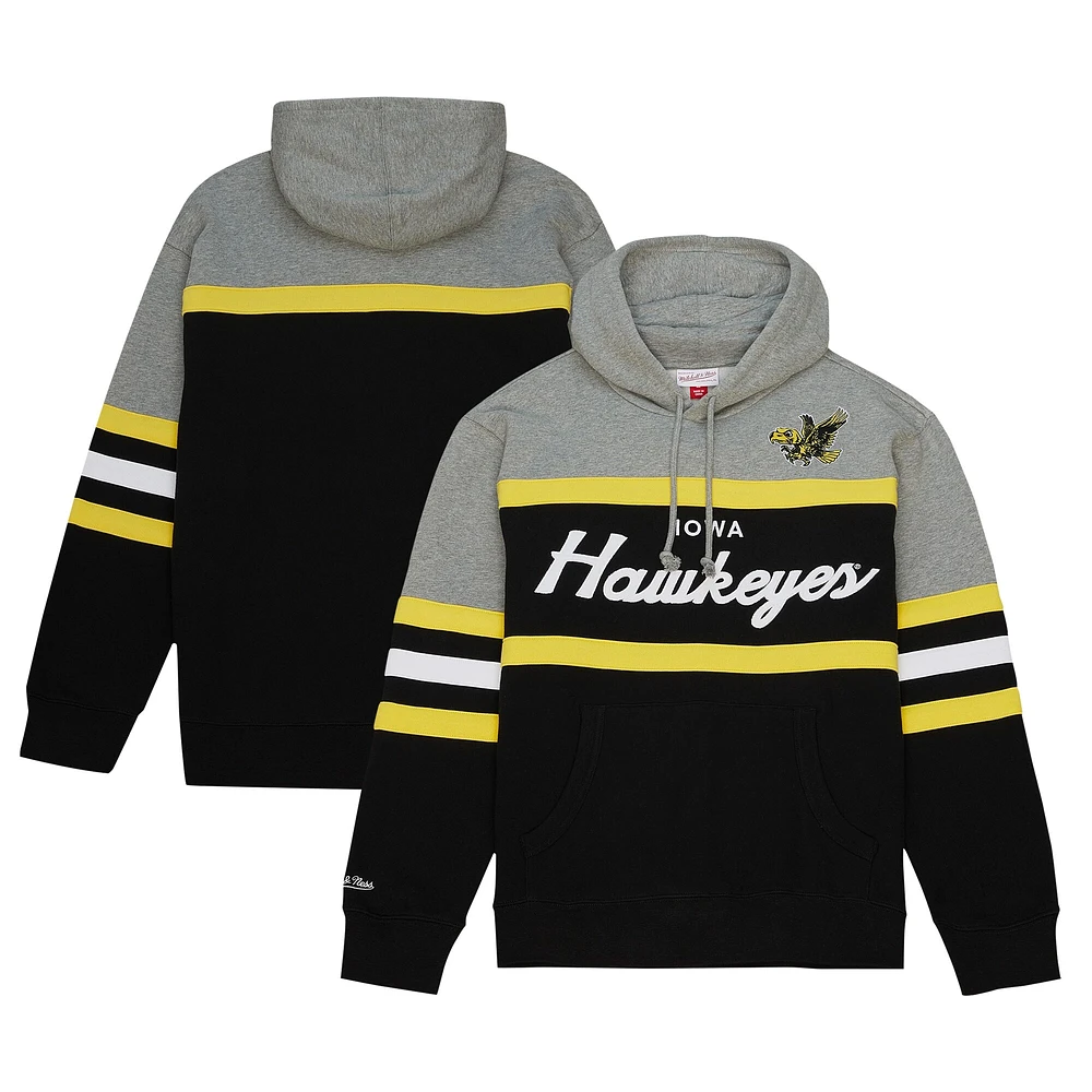 Men's Mitchell & Ness Black Iowa Hawkeyes Head Coach Pullover Hoodie