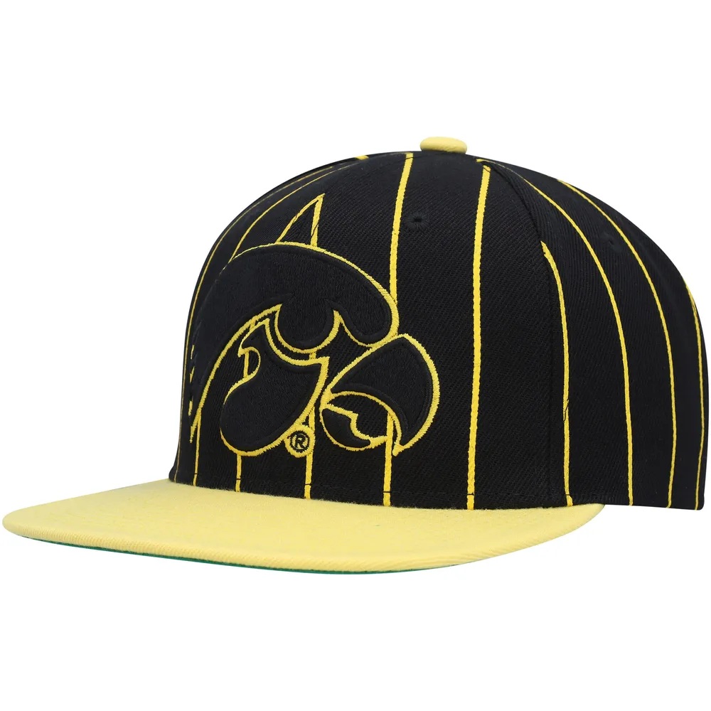 Men's Mitchell & Ness Black Iowa Hawkeyes Team Pinstripe Snapback Hat