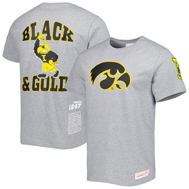 T-shirt Iowa Hawkeyes Team Origins gris chiné Mitchell & Ness pour homme