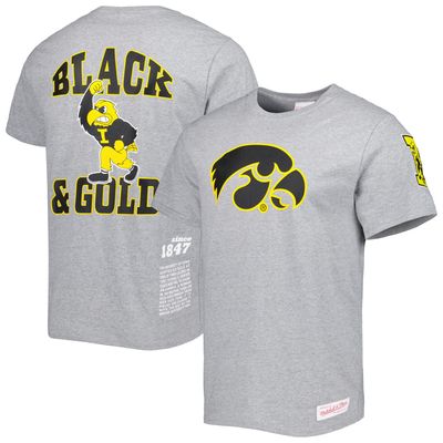 Men's Mitchell & Ness Heather Gray Iowa Hawkeyes Team Origins T-Shirt