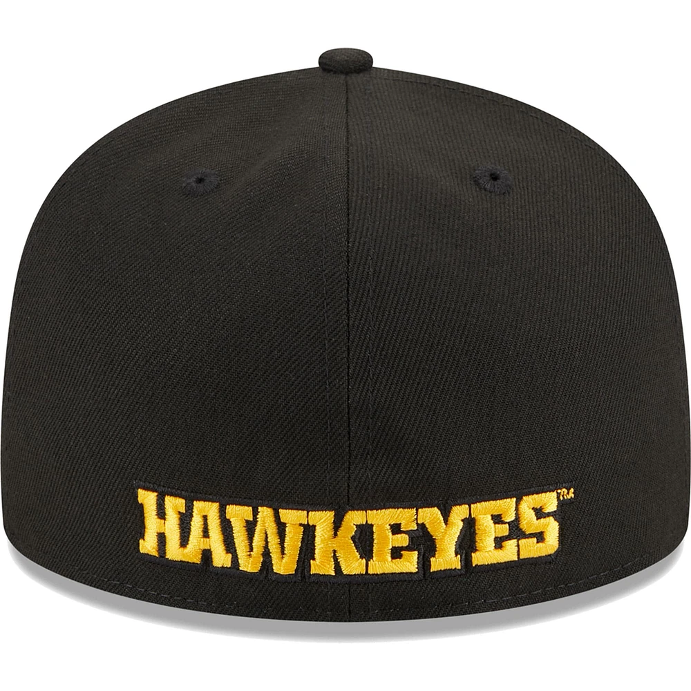 Casquette ajustée 59FIFTY Iowa Hawkeyes de New Era pour homme noire