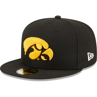 Casquette ajustée 59FIFTY Iowa Hawkeyes de New Era pour homme noire