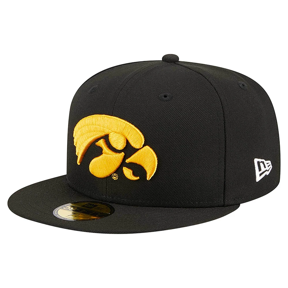 Casquette ajustée 59FIFTY Iowa Hawkeyes noire New Era pour homme