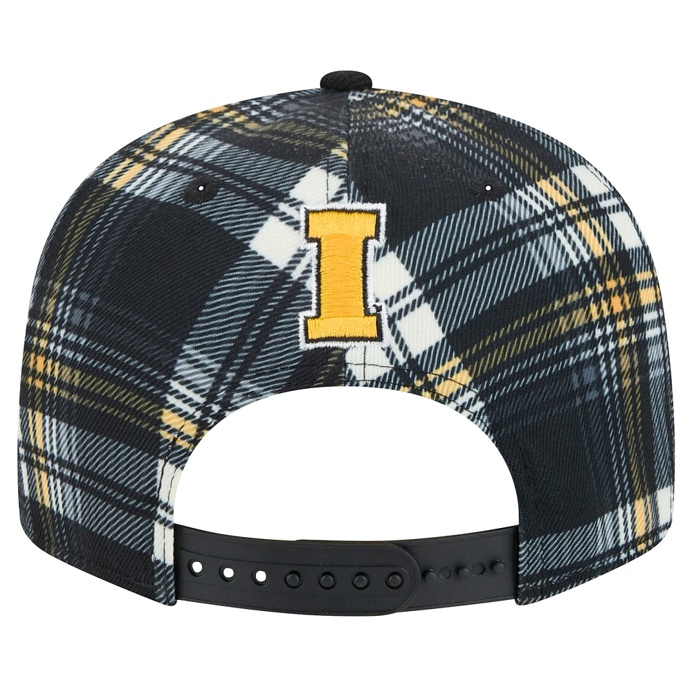 Men's New Era Black Iowa Hawkeyes Plaid 9FIFTY Snapback Hat