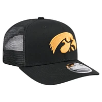 Men's New Era Black Iowa Hawkeyes Primary 9SEVENTY Trucker Stretch-Snap Hat
