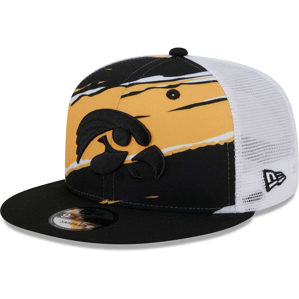 Casquette New Era Iowa Hawkeyes Tear Trucker 9FIFTY Snapback noire pour homme