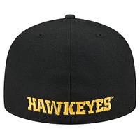 Casquette ajustée noire Iowa Hawkeyes Throwback 59FIFTY New Era pour hommes