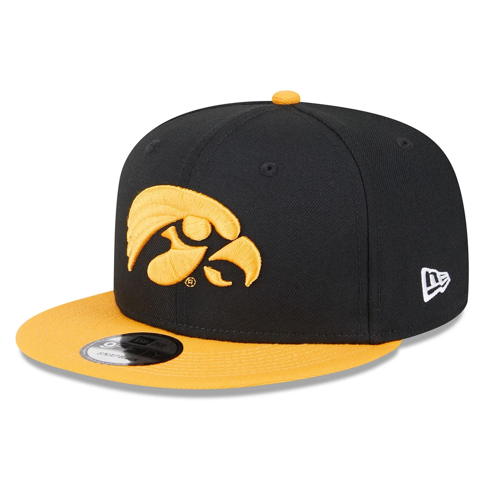 Casquette Snapback bicolore 9FIFTY Iowa Hawkeyes noire New Era pour homme