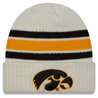 Men's New Era Cream Iowa Hawkeyes Vintage Cuffed Knit Hat