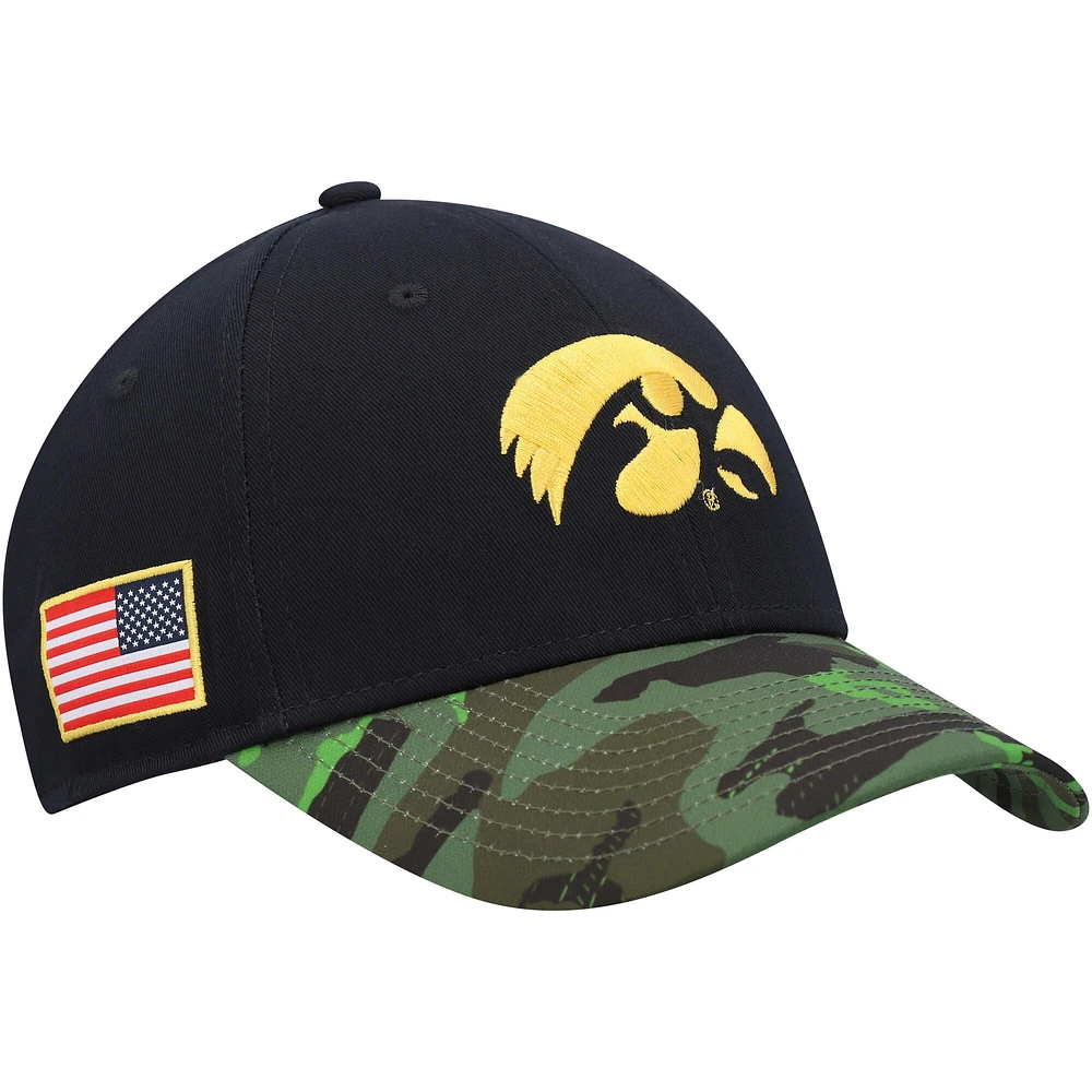 Casquette réglable Nike Iowa Hawkeyes Veterans Day 2Tone Legacy91 pour homme Noir/camouflage