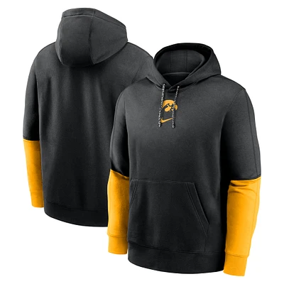 Sweat à capuche Nike noir/or Iowa Hawkeyes 2024 Sideline Club pour homme