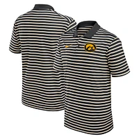 Men's Nike Black/White Iowa Hawkeyes Primetime Victory Striped Performance Polo