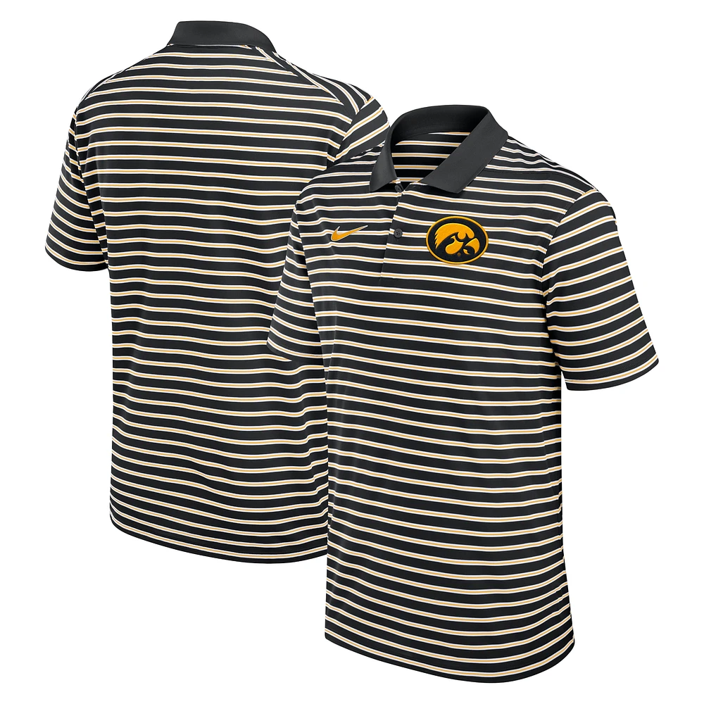 Men's Nike Black/White Iowa Hawkeyes Primetime Victory Striped Performance Polo