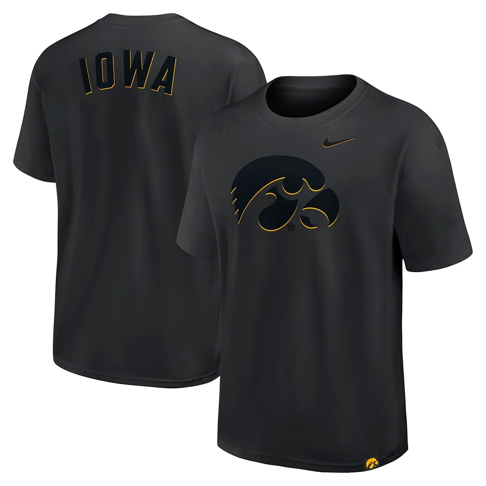 Men's Nike Black Iowa Hawkeyes 2-Hit Statement Max90 T-Shirt