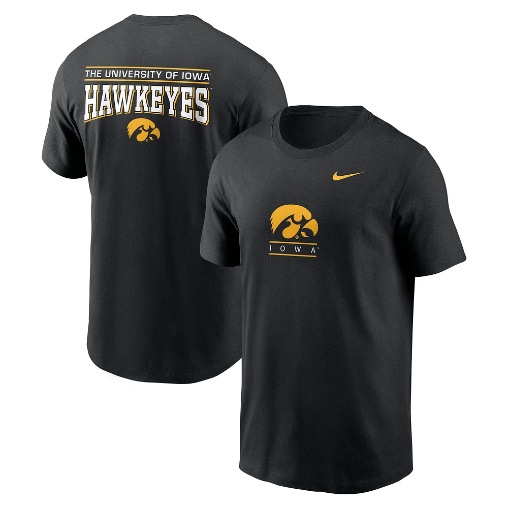 T-shirt Nike noir pour homme Iowa Hawkeyes 2-Hit