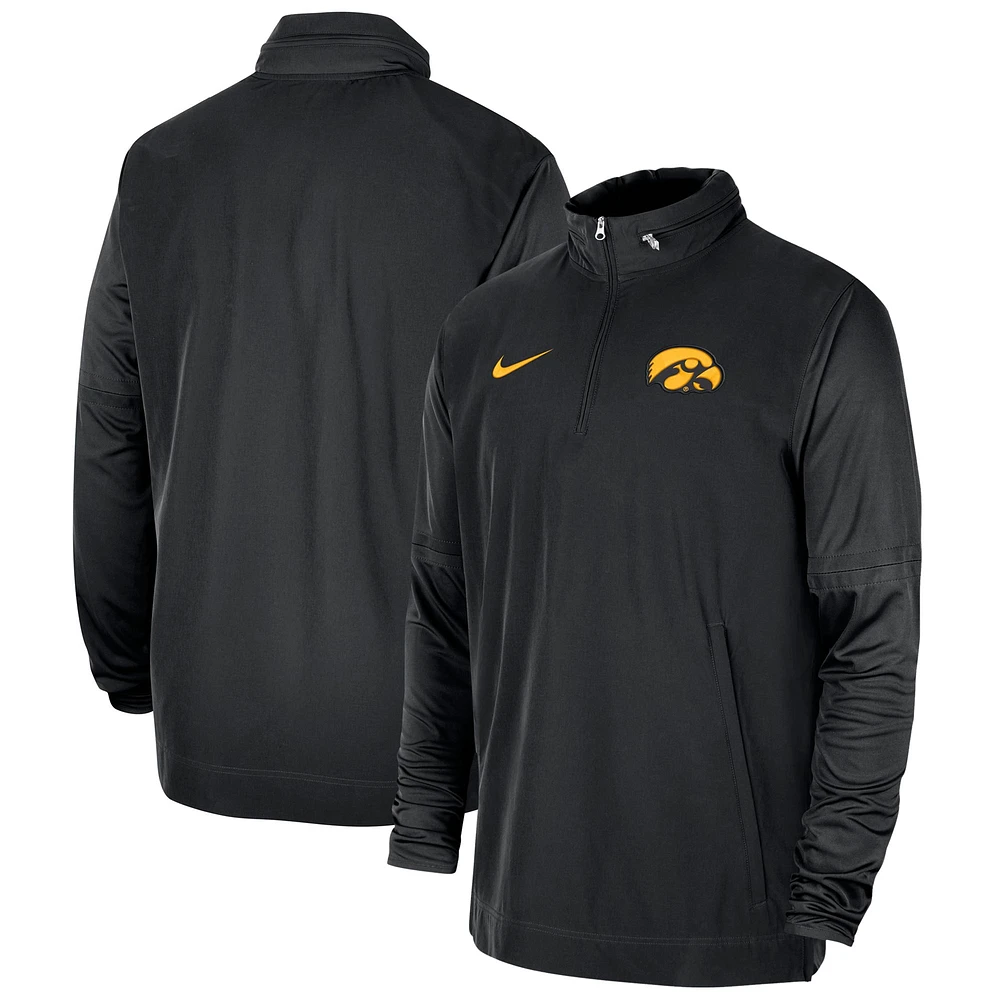 Men's Nike Black Iowa Hawkeyes 2023 Coach Half-Zip Hooded Jacket