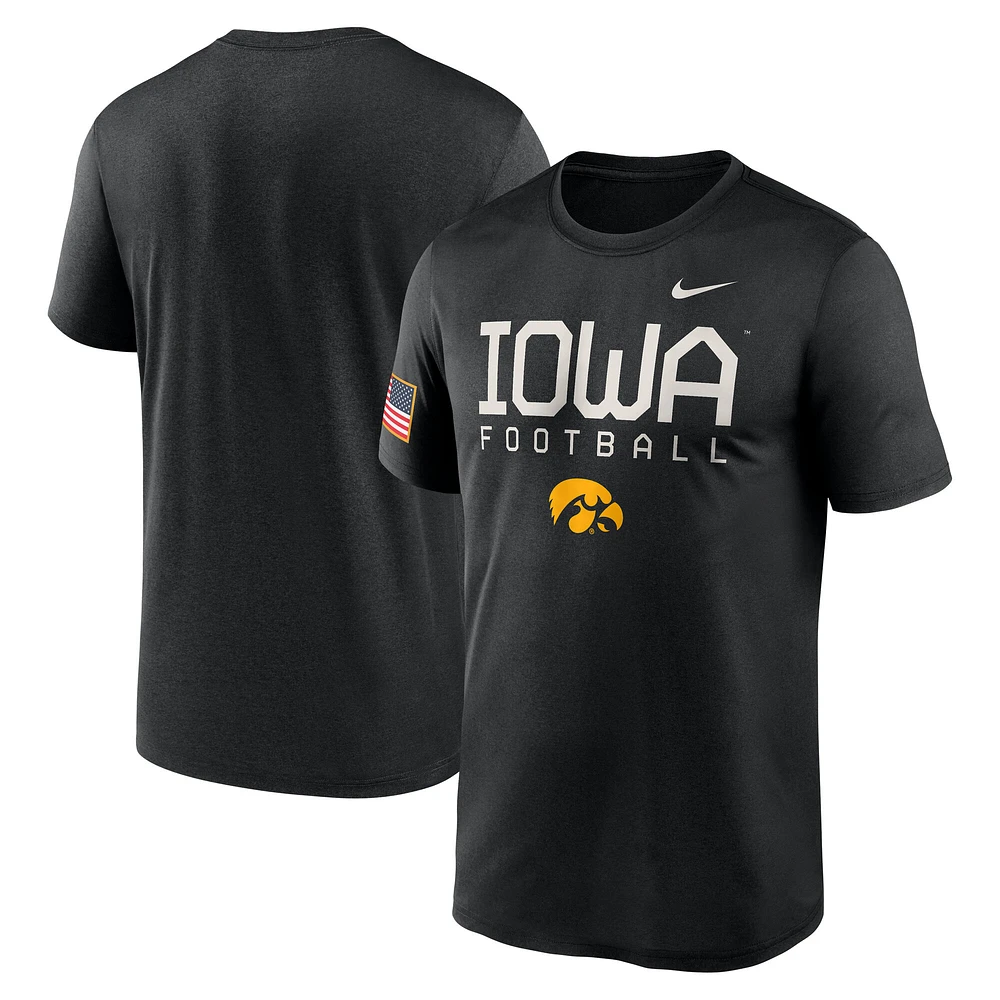 T-shirt de performance Nike Iowa Hawkeyes 2024 Military Appreciation Legend pour homme noir