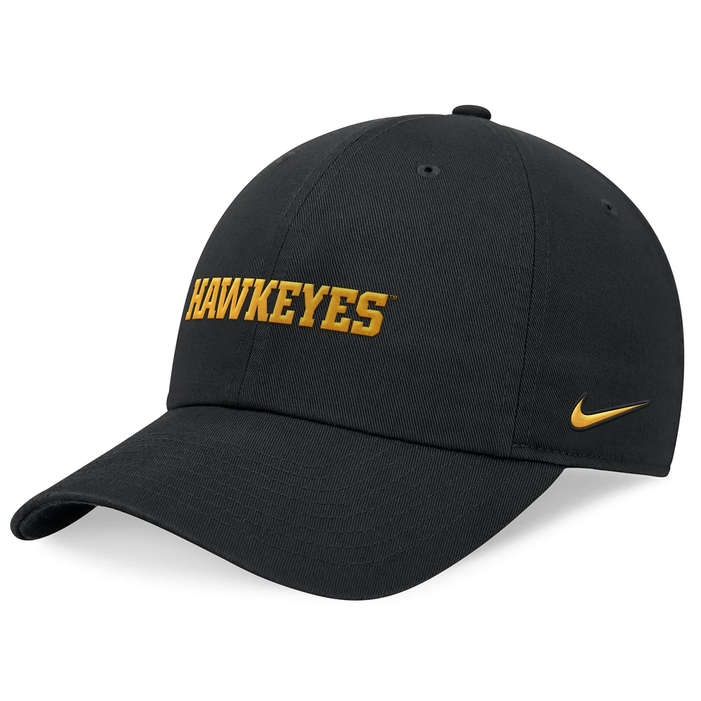 Casquette réglable Nike noire Iowa Hawkeyes 2024 On-Field Club pour homme