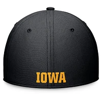 Casquette Nike noire Iowa Hawkeyes 2024 On-Field Swoosh Flex pour homme