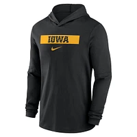 Men's Nike Black Iowa Hawkeyes 2024 Sideline Hoodie Performance Long Sleeve T-Shirt