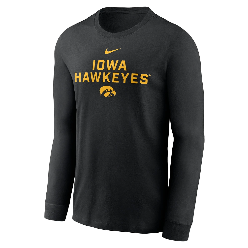 Men's Nike Black Iowa Hawkeyes 2025 Sideline Performance Long Sleeve T-Shirt
