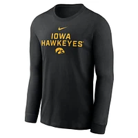 Men's Nike Black Iowa Hawkeyes 2025 Sideline Performance Long Sleeve T-Shirt