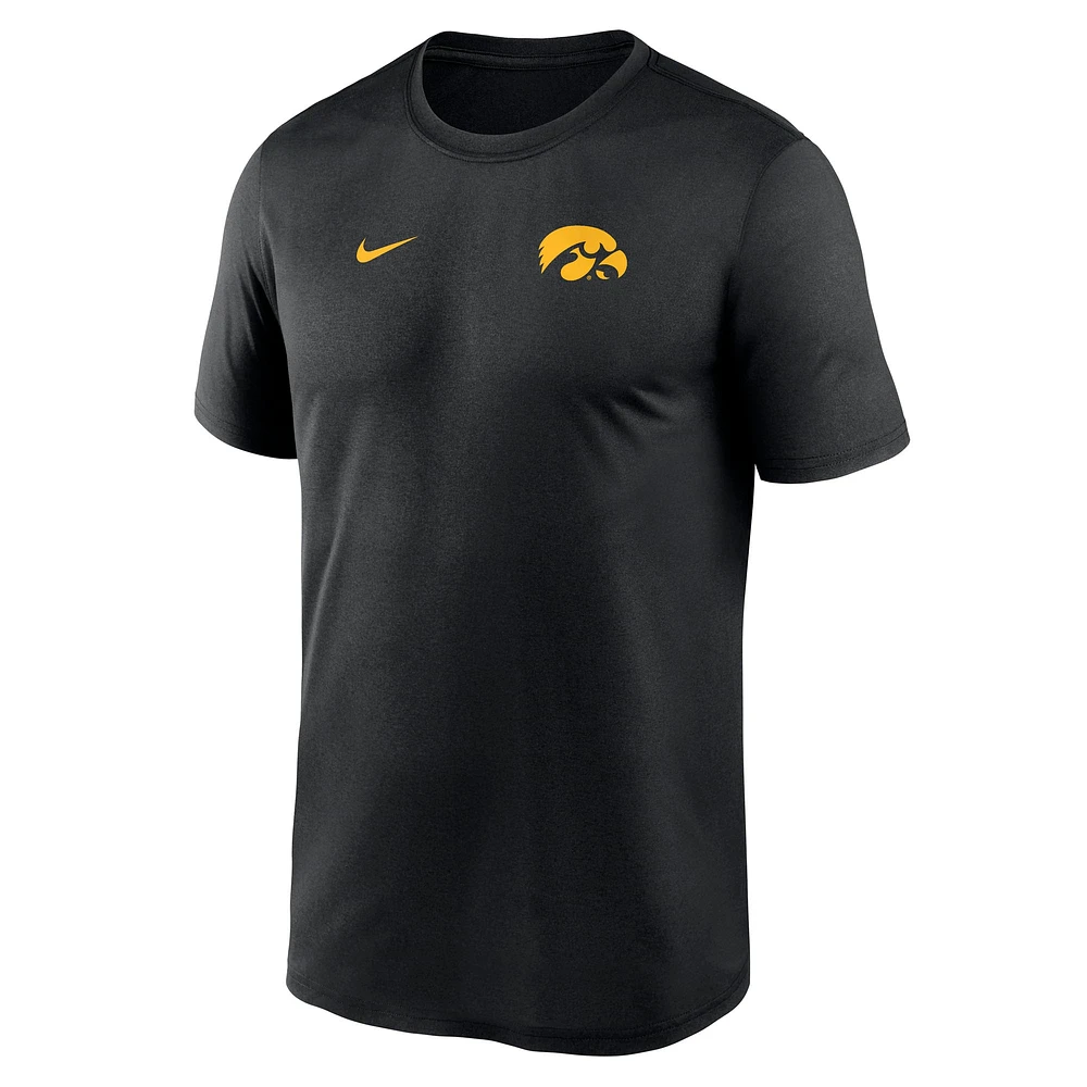 Men's Nike Black Iowa Hawkeyes 2025 Sideline Small Logo Legend Performance T-Shirt