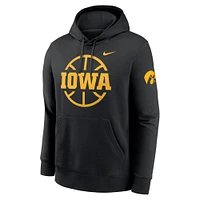 Men's Nike  Black Iowa Hawkeyes Basketball Icon Club Fleece Pullover Hoodie