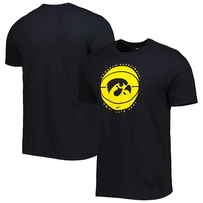 T-shirt Nike noir avec logo de basket-ball des Hawkeyes l'Iowa pour homme