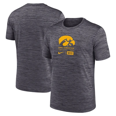 Men's Nike  Black Iowa Hawkeyes Campus Center Block Velocity Performance T-Shirt